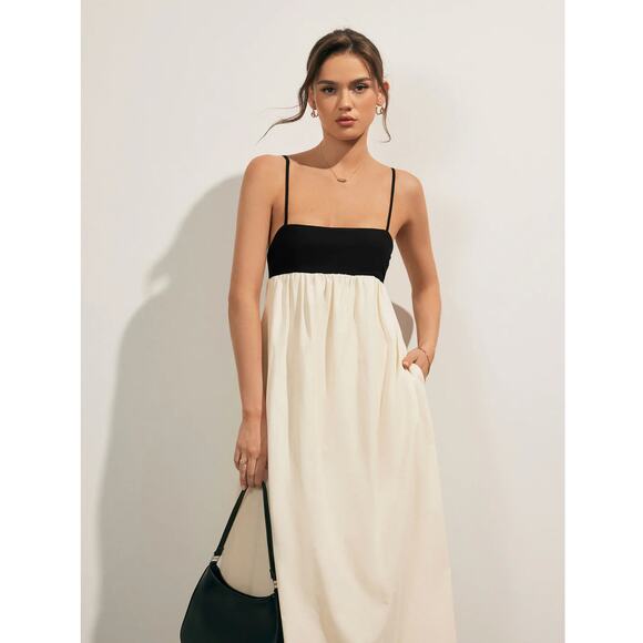 Commense Dresses & Skirts - NWT Women's Commense Open Back Contrast Pocket Long Dress Sz L